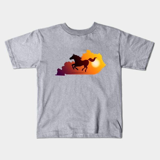 Horse Gallop in Sunset Kids T-Shirt by zoljo